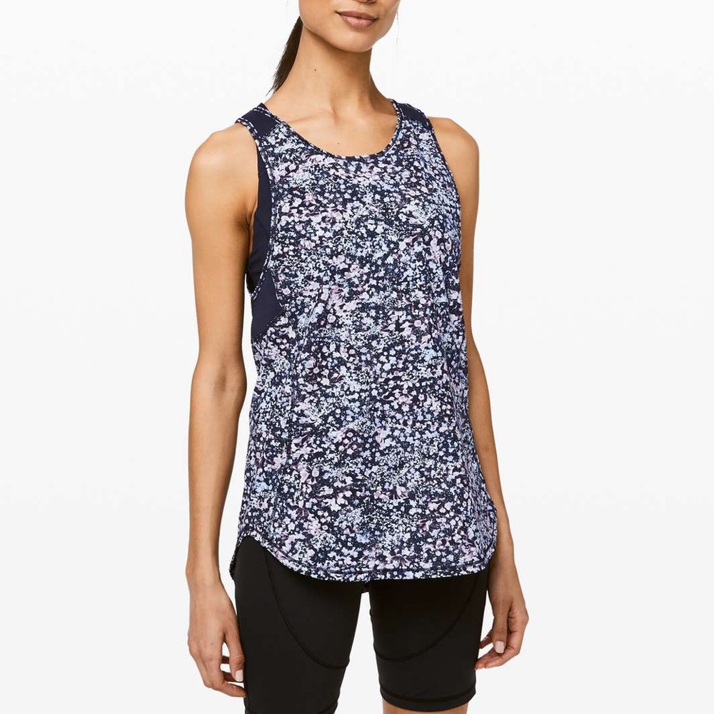 lululemon athletica Navy and White Tank Top